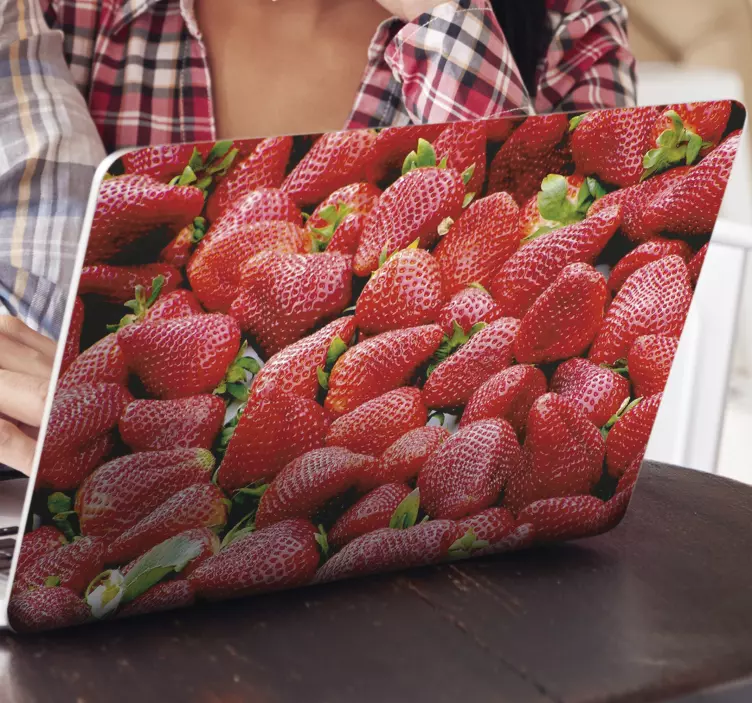 Vinilo decorativo para portátil de fresas - TenVinilo