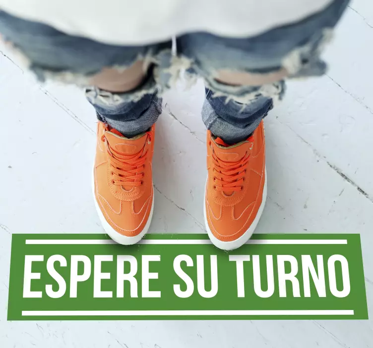 Vinilo para suelo frase espere su turno - TenVinilo