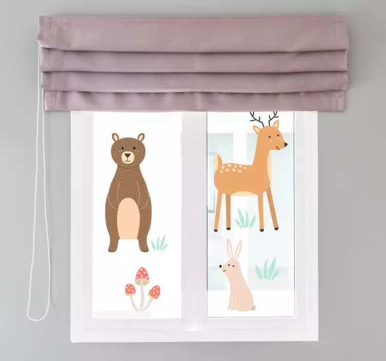 Vinilo decorativo para ventana animales bosque - TenVinilo