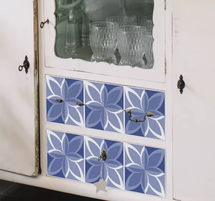 Vinilo de azulejos azules patrones  - TenVinilo