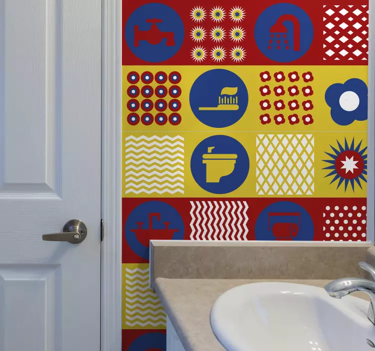Azulejos adhesivos estampado decorativo baño - TenVinilo