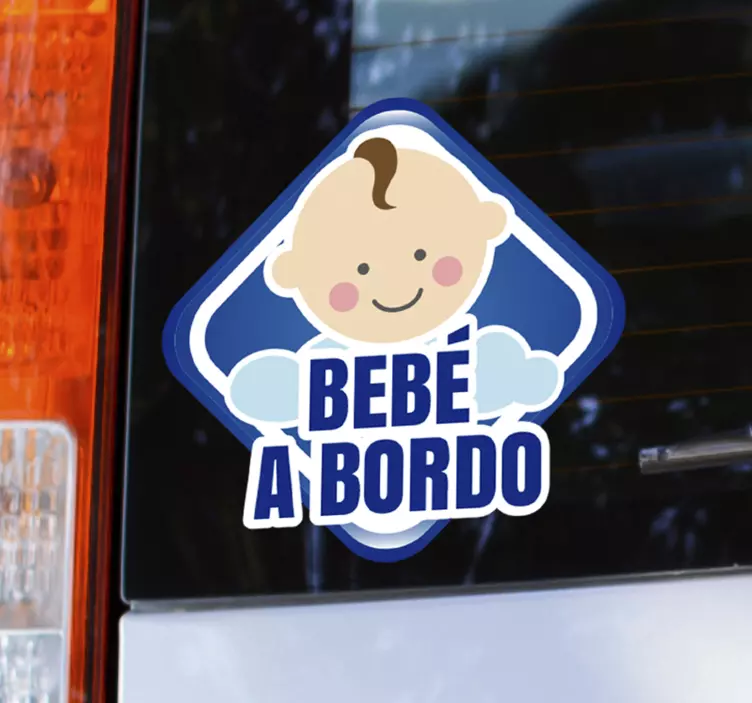 Vinilo bebé a bordo azul personalizable - TenVinilo