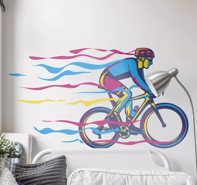 Vinilo pared Bici colores - TenVinilo