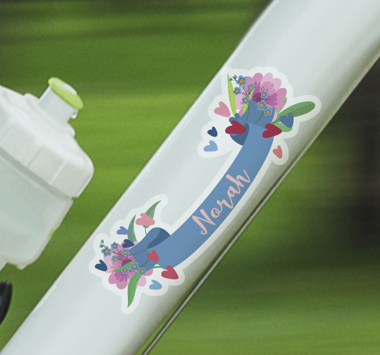 Vinilo bicicleta banner floral personalizado - TenVinilo