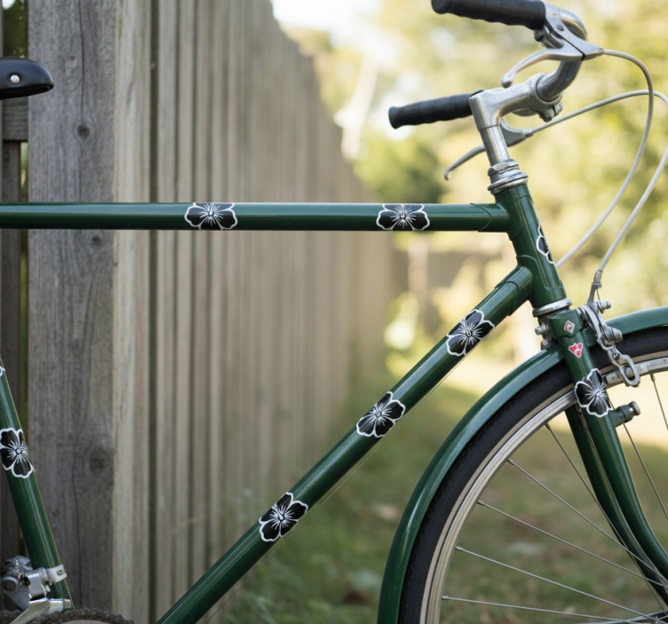 Vinilo bicicleta pack de flores de hibisco - TenVinilo