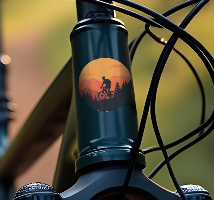 Vinilo bicicleta puesta de sol naranja - TenVinilo