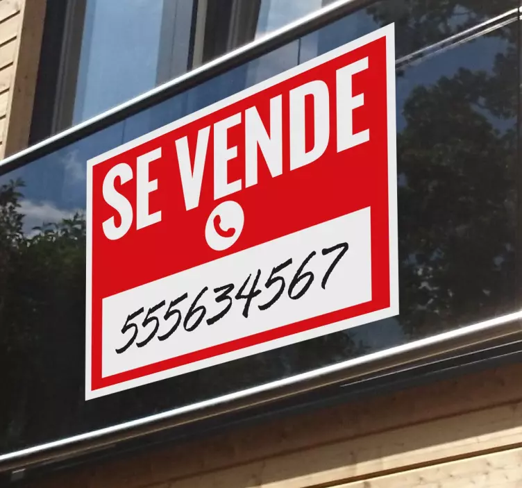 Vinilo cartel se vende rojo y blanco - TenVinilo