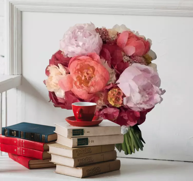 Vinilo conjunto de flores dibujo poligonal - TenVinilo