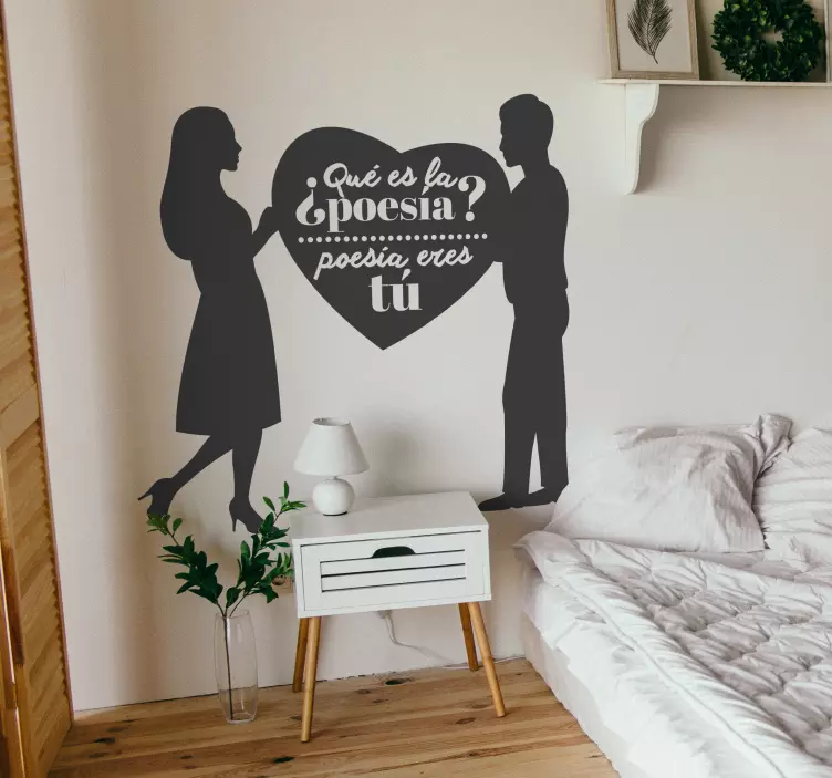 Vinilo amor corazón con frase poesía eres tú - TenVinilo