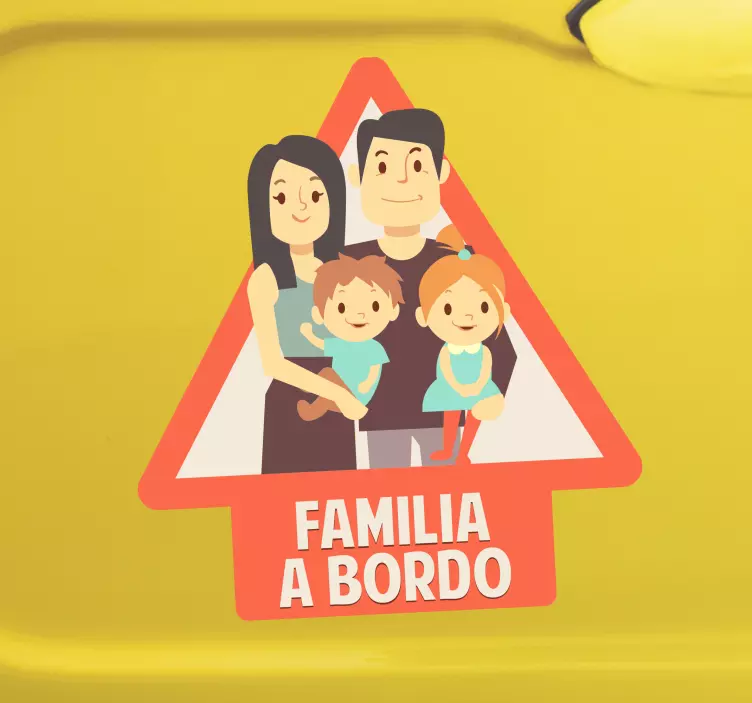 Pegatina familia a bordo advertencia para coche - TenVinilo