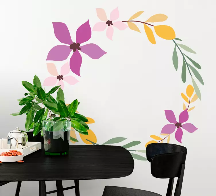 Vinilo flores Circulo de flores polacas - TenVinilo