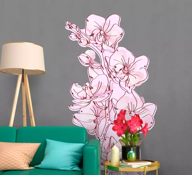 Vinilo flores Ilustración de orquídea rosa - TenVinilo