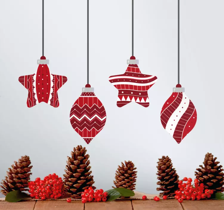 Pegatinas de navidad Adornos de bolas de navidad con juego de est - TenVinilo
