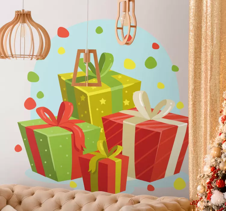 Pegatinas de navidad Fondo de regalos de navidad - TenVinilo
