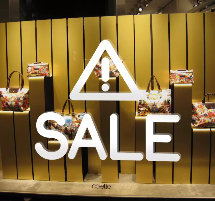 Vinilo rebajas para escaparates advertencia - TenVinilo