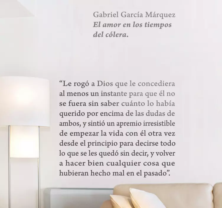 Vinilo decorativo amor tiempos cólera - TenVinilo