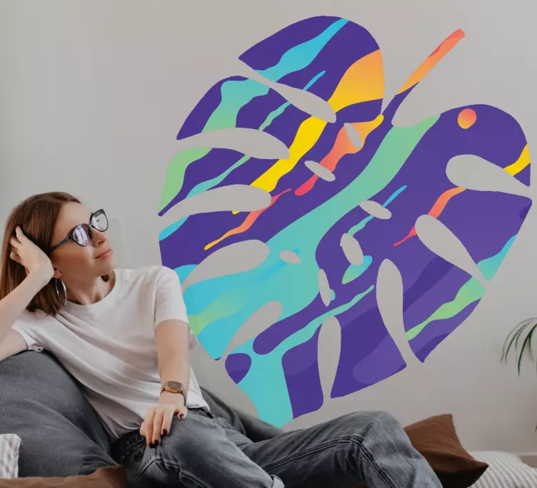 Vinilo arte Arte abstracto de hoja colorida - TenVinilo