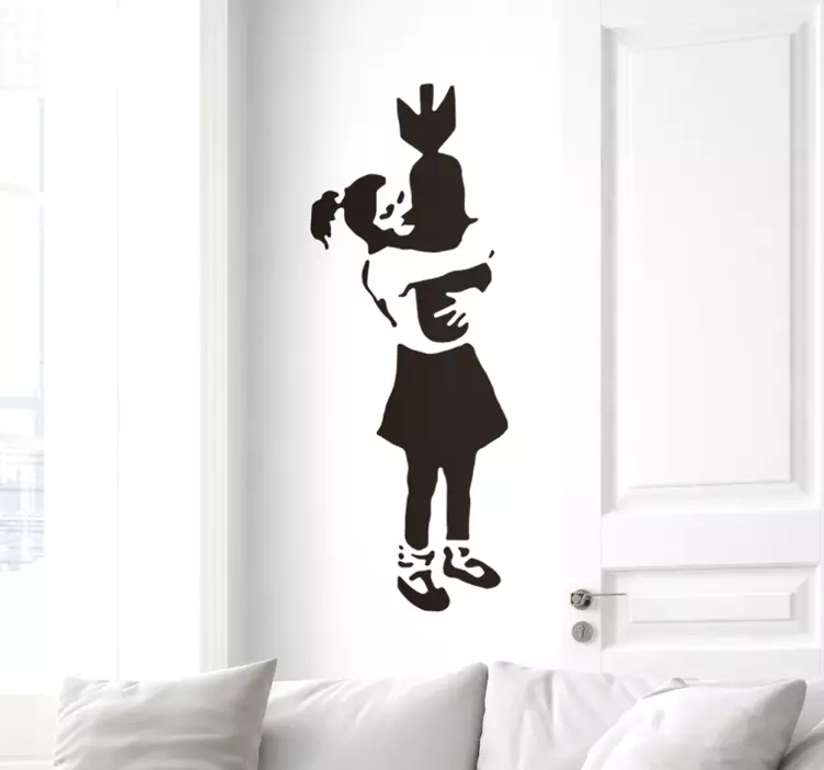 Vinilo decorativo Banksy abrazo bomba - TenVinilo