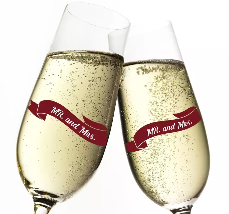 Pegatina boda banner Mr and Mrs - TenVinilo