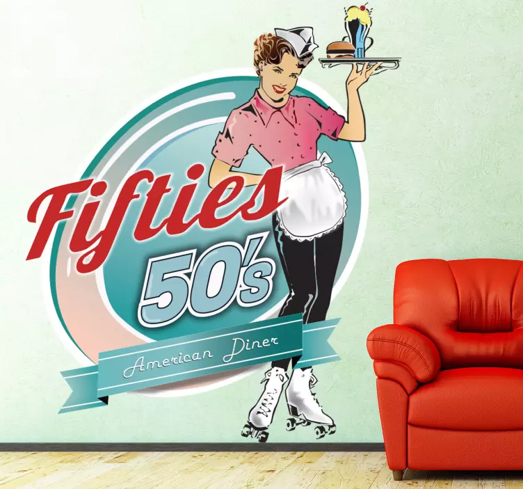 Vinilo decorativo camarera americana - TenVinilo