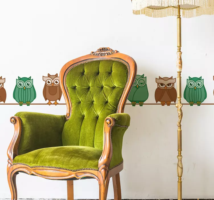 Vinilo decorativo cenefa buhos - TenVinilo