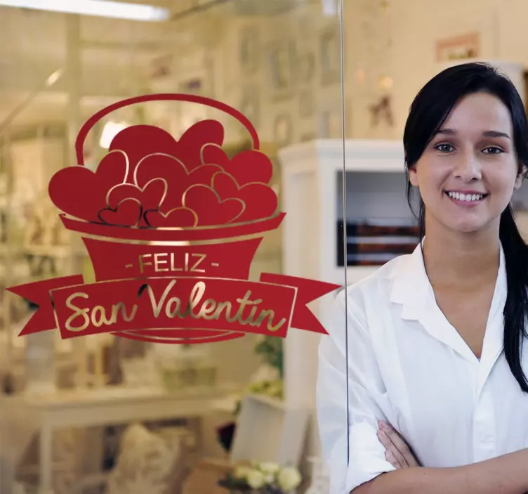 Vinilo decorativo cesto corazones - TenVinilo