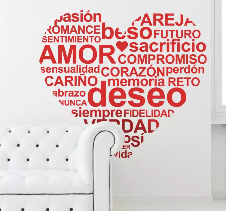 Vinilo decorativo corazón de texto - TenVinilo