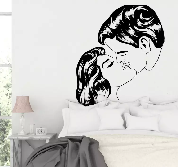 Vinilo decorativo dibujo pareja beso - TenVinilo