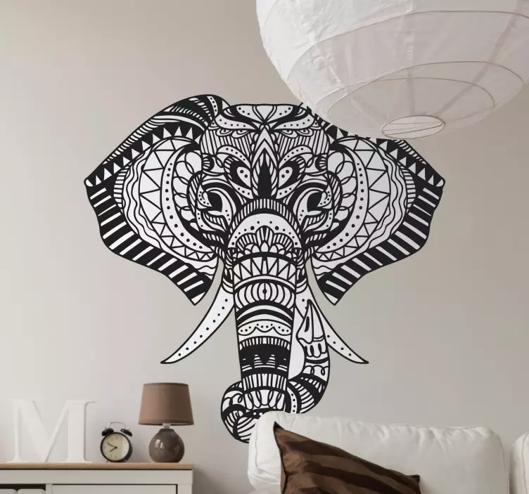 Vinilo pared elefante étnico estilo mandala - TenVinilo