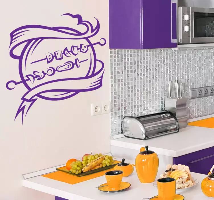 Vinilo decorativo emblema brochetas - TenVinilo