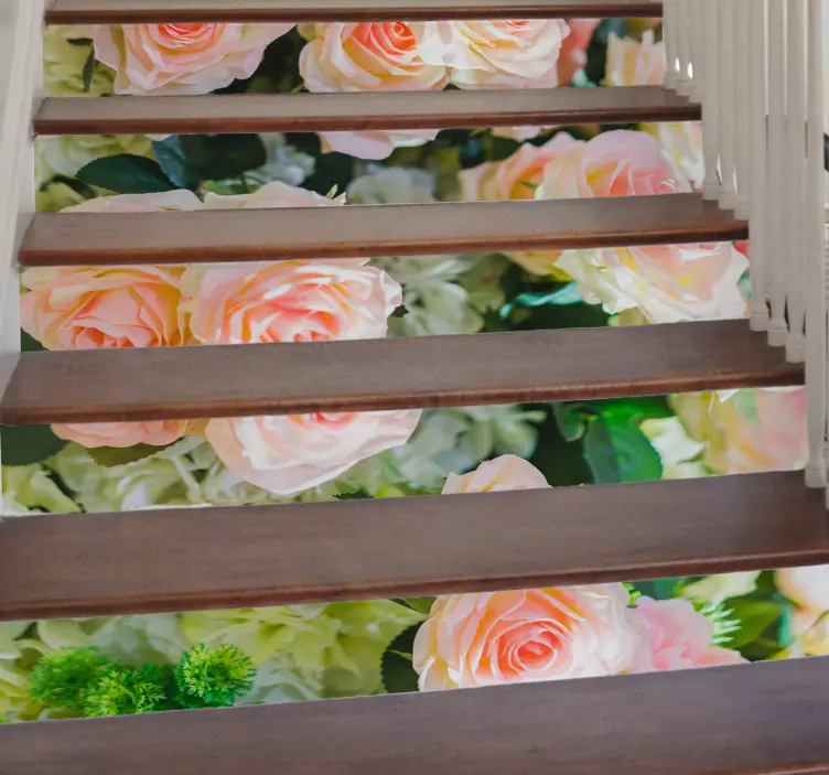 Vinilo decorativo para escalera de flores - TenVinilo