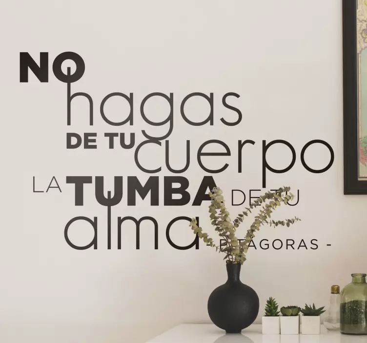 Vinilo pared frase filosófica de Pitágoras - TenVinilo