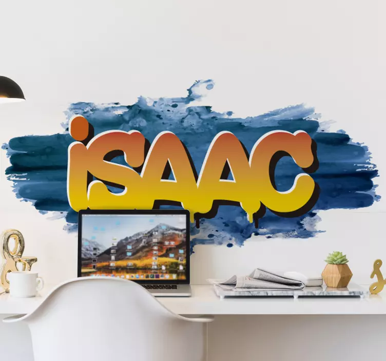 Vinilo pared graffiti con nombre color acuarela - TenVinilo