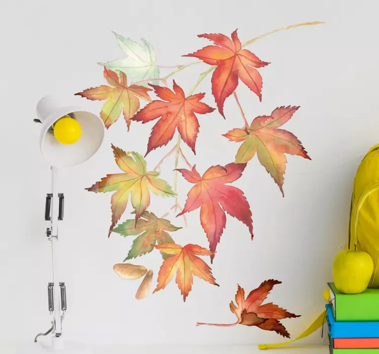 Vinilo pared hojas de otoño estilo japonés - TenVinilo