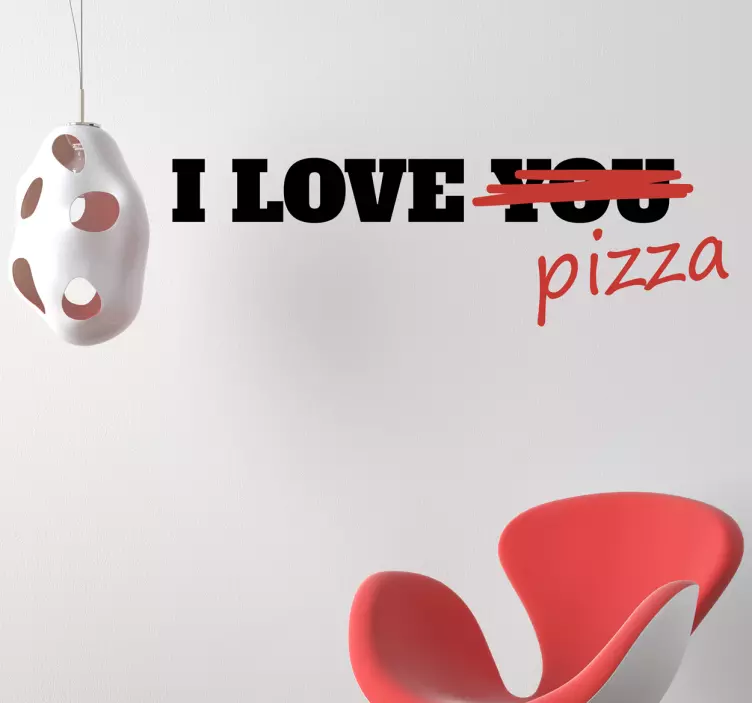Vinilo decorativo I love you pizza - TenVinilo