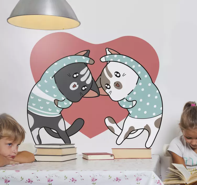 Vinilo ilustración Gatitos de anime kawaii - TenVinilo