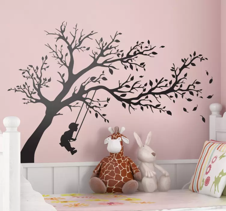 Vinilo decorativo infantil árbol columpio - TenVinilo