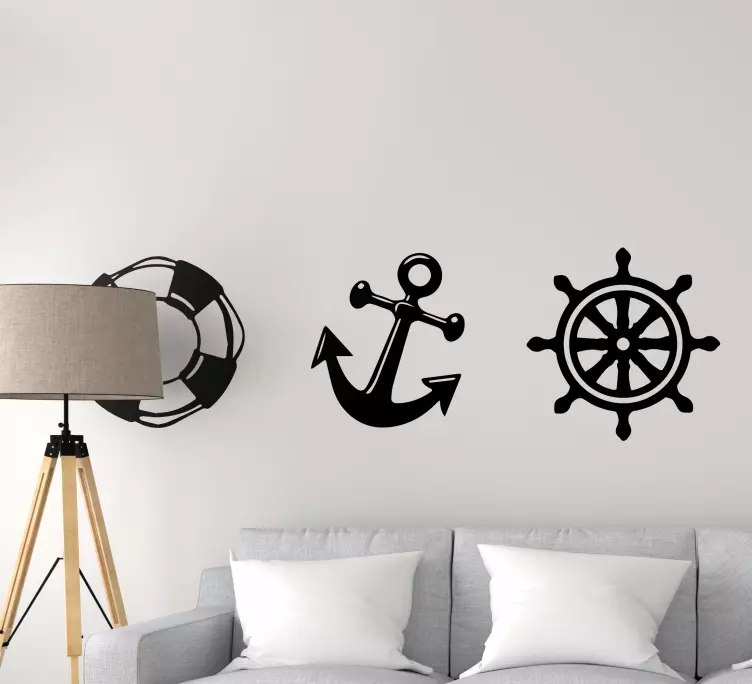 Vinilo marinero 3 símbolos marinos - TenVinilo