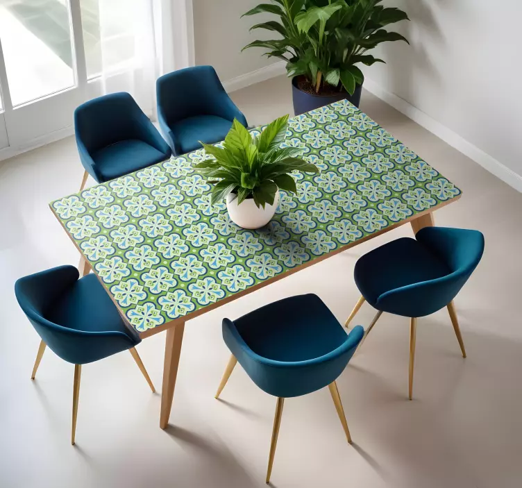 Vinilo para comedor azulejos de colores azules y verdes - TenVinilo
