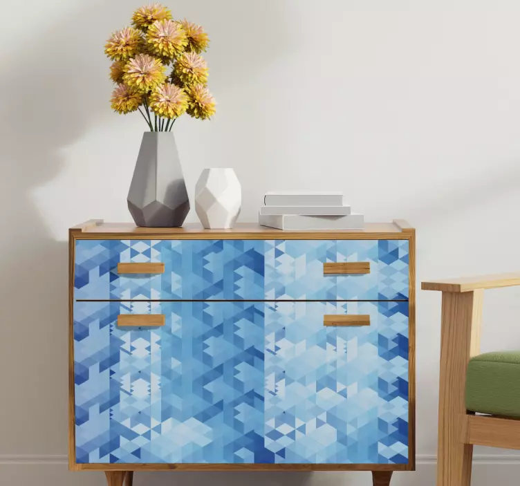 Vinilo adhesivo para mueble triángulos azules - TenVinilo