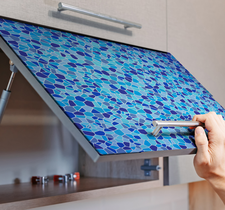 Vinilo para muebles mosaico tonos azules - TenVinilo
