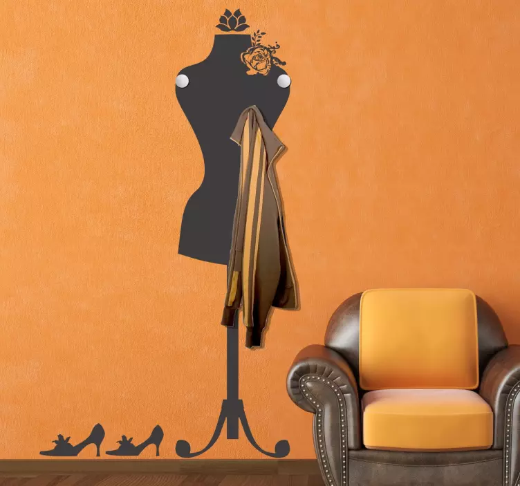 Vinilo decorativo perchero maniquí - TenVinilo