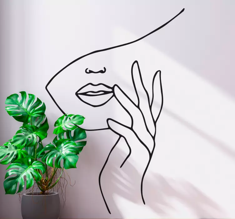 Vinilo persona Mano cara minimalista - TenVinilo