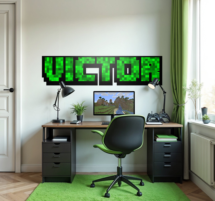 Vinilo decorativo personalizable cuadrados de juego verdes - TenVinilo