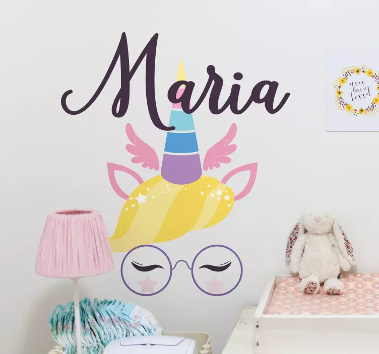 Vinilo personalizable Ojos de unicornios con nombres - TenVinilo
