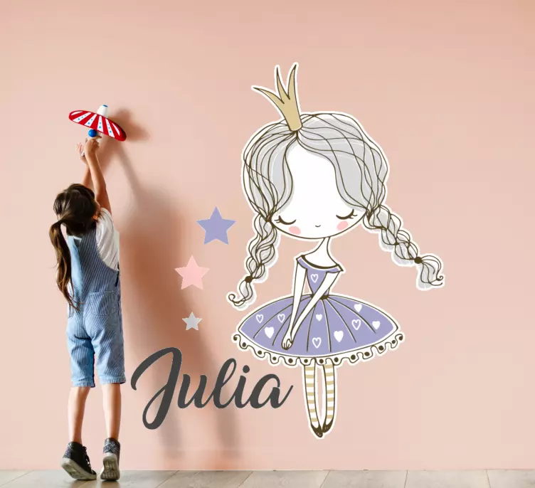 Vinilo personalizable Princesa con dos trenzas - TenVinilo