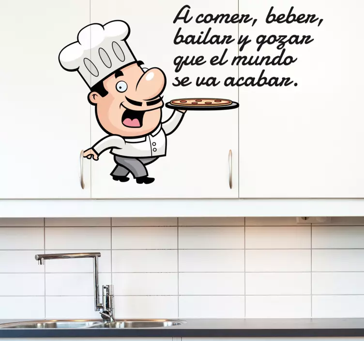 Vinilo decorativo refrán gozar comida - TenVinilo