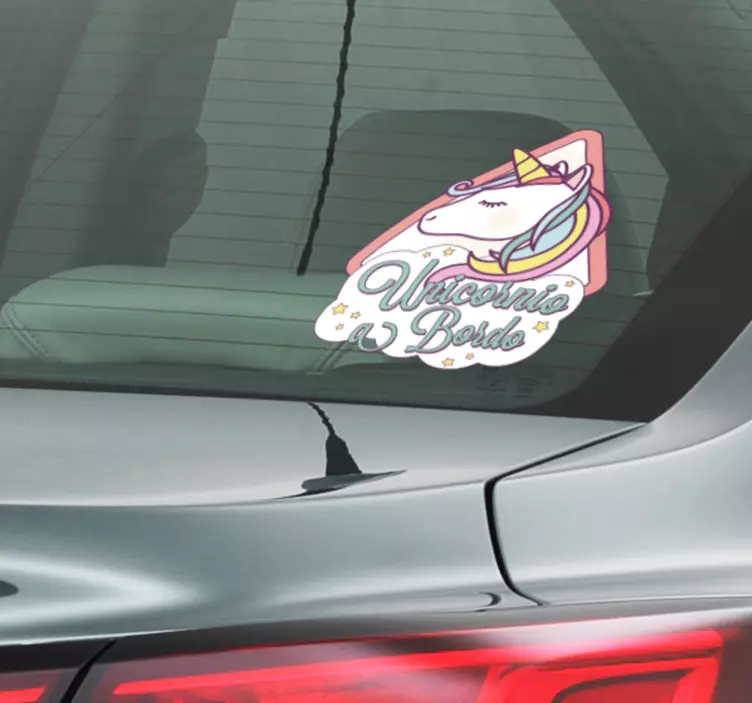 Vinilo decorativo unicornio a bordo - TenVinilo