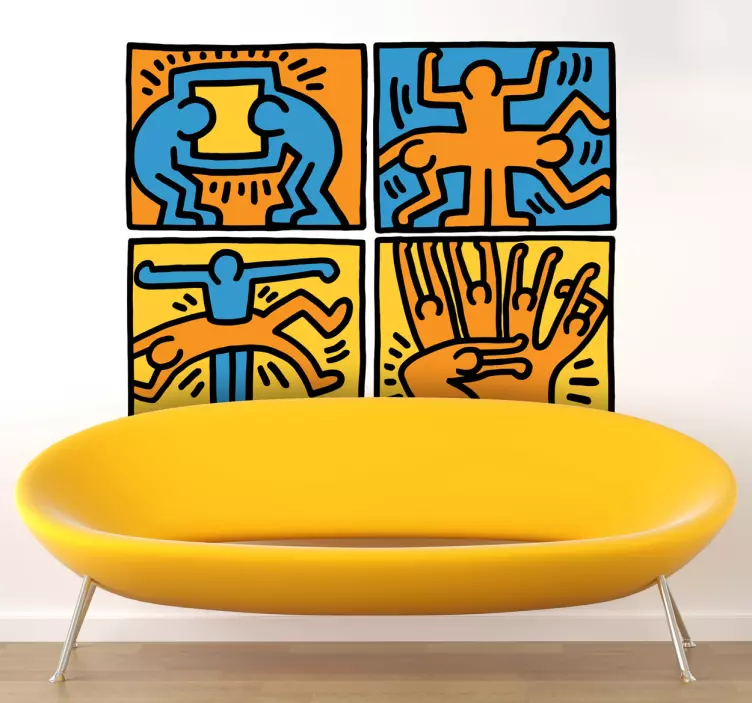 Vinilo decorativo viñetas Haring - TenVinilo