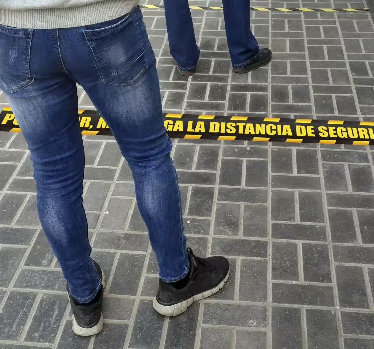 Pegatina para suelo seguridad banda de distancia - TenVinilo
